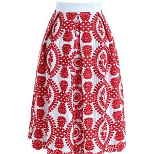 NWOT Embroidered Midi Skirt